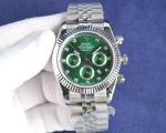Rolex Daytona  9100 Movement 41mm 904L Steel White Gold SS Band Watch